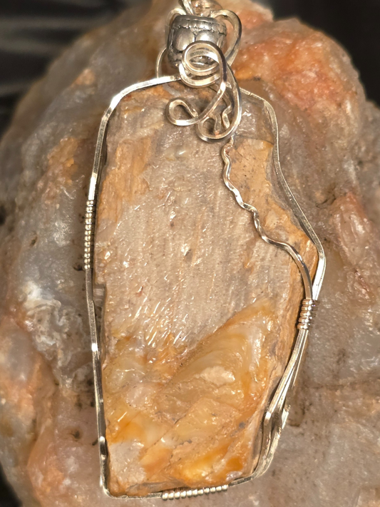 Sunlit Canyon Raw Stone Pendant
