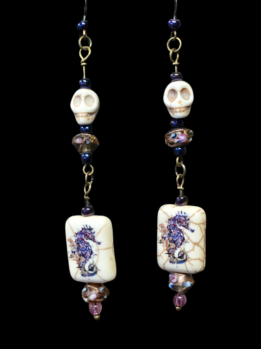 Enchanted Forest Skull Totem Earrings