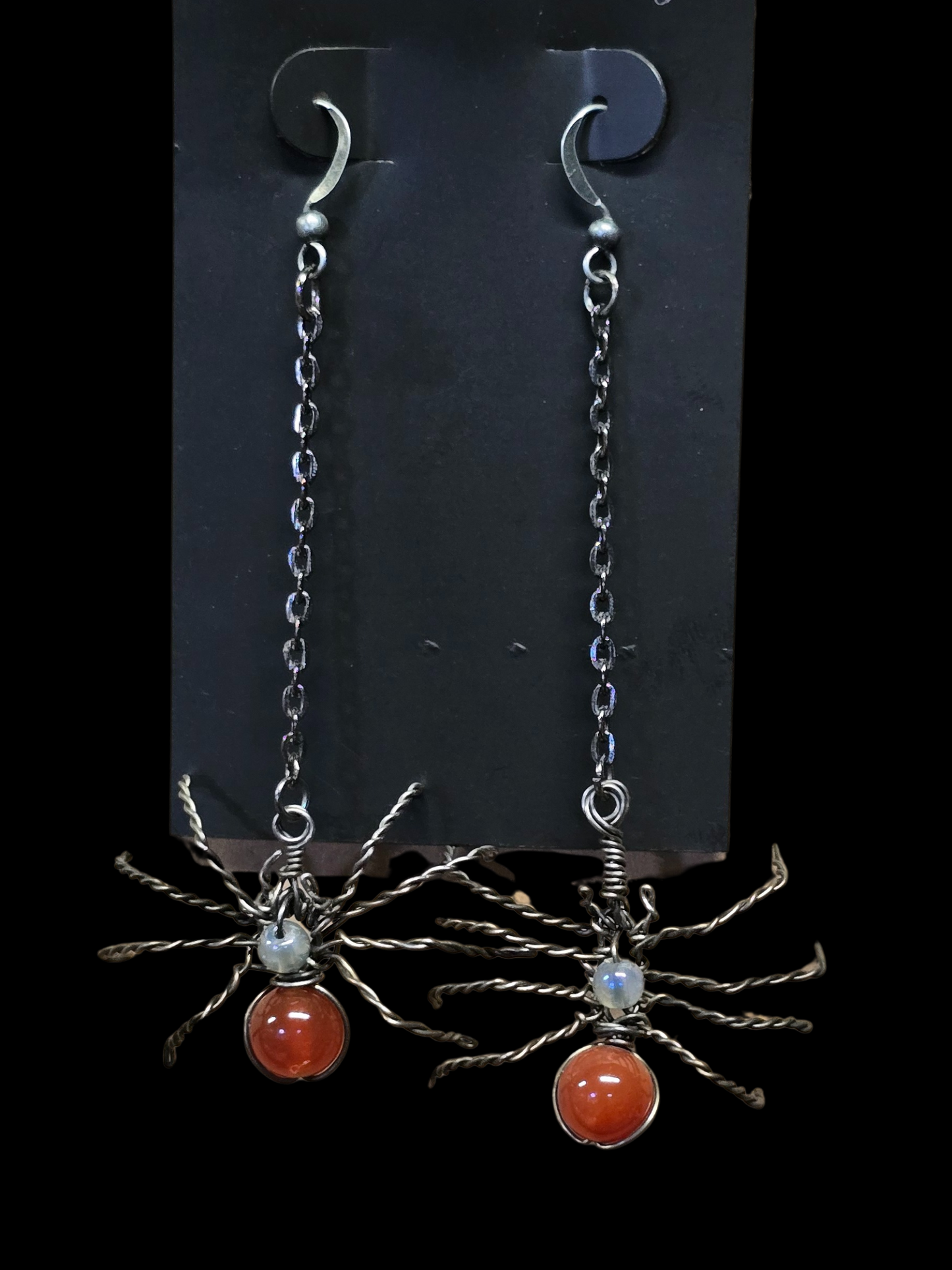 Crimson Web Spider Earrings